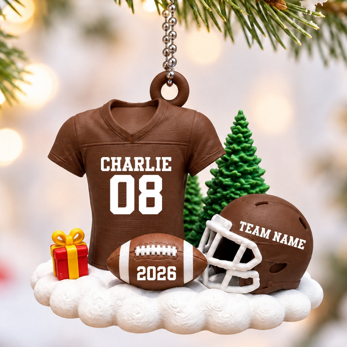 Proud American Football Player Uniform - Personalized 3D Printed Ornament - Real 3D Ornament, Christmas Gift For American Football Players, Grandson, Son, Granddaughter, Daughter