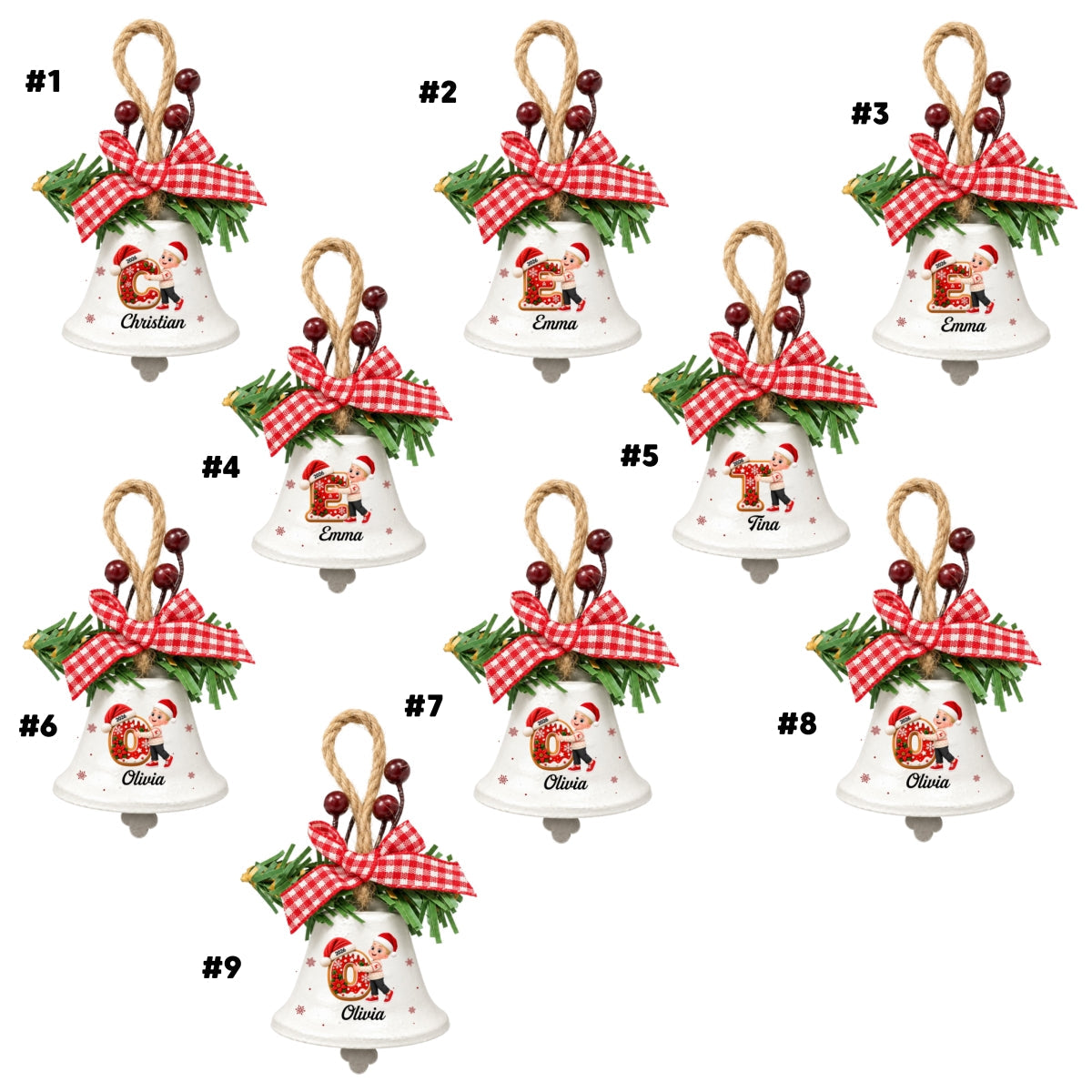 Family Initial Chorus - Personalized Metal Bell Ornament