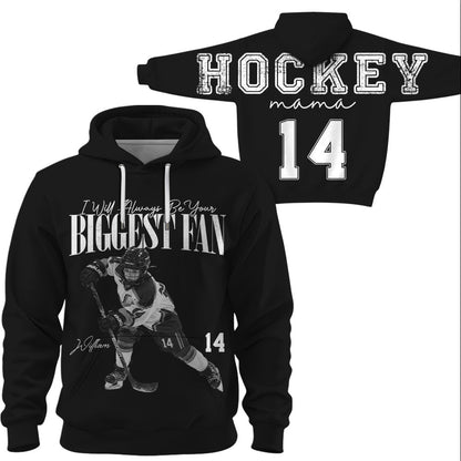 Personalized I'll Always Be Your Biggest Fan Shirt, Custom Player Photo & Number, Hockey Mom Gift for Game Day Na02
