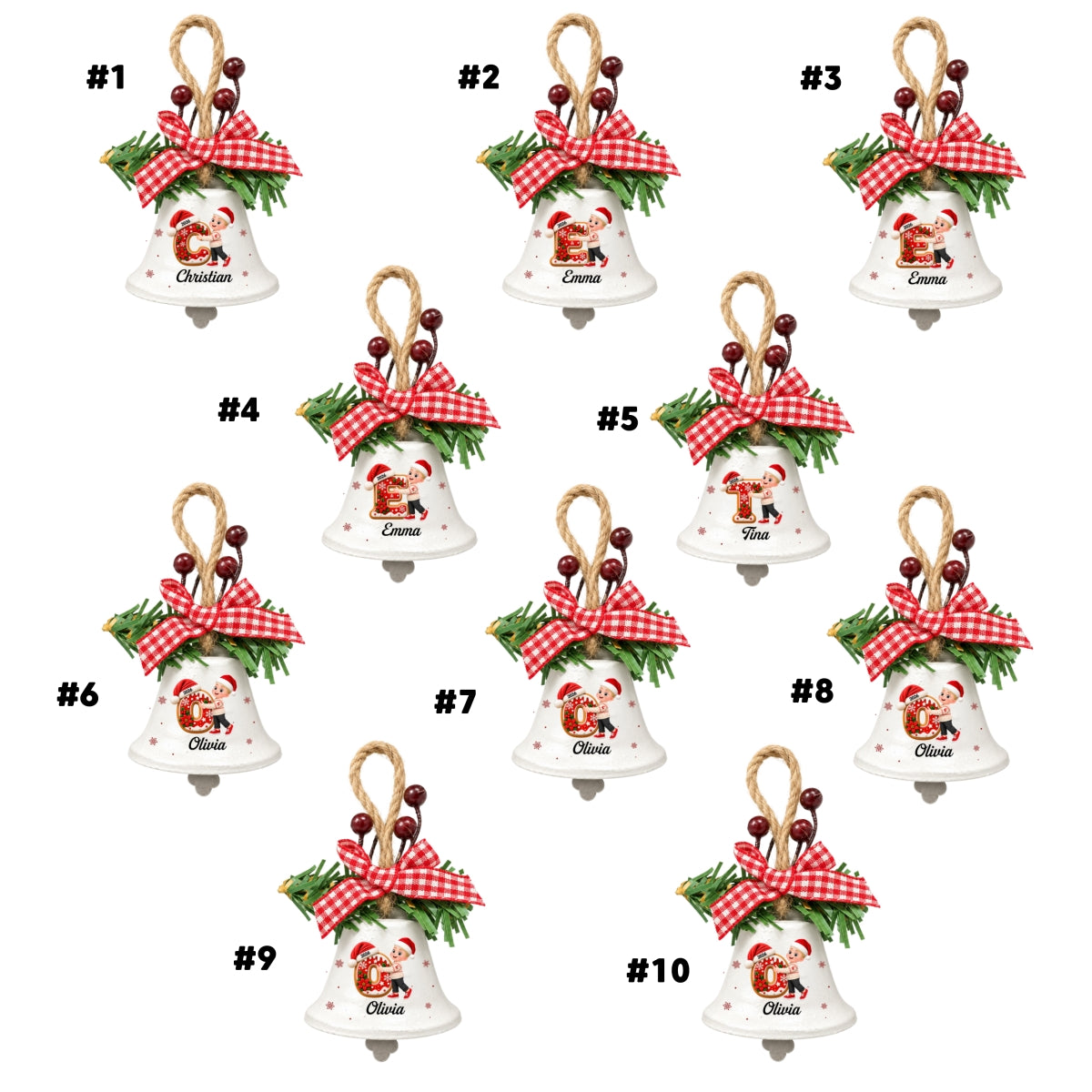 Family Initial Chorus - Personalized Metal Bell Ornament