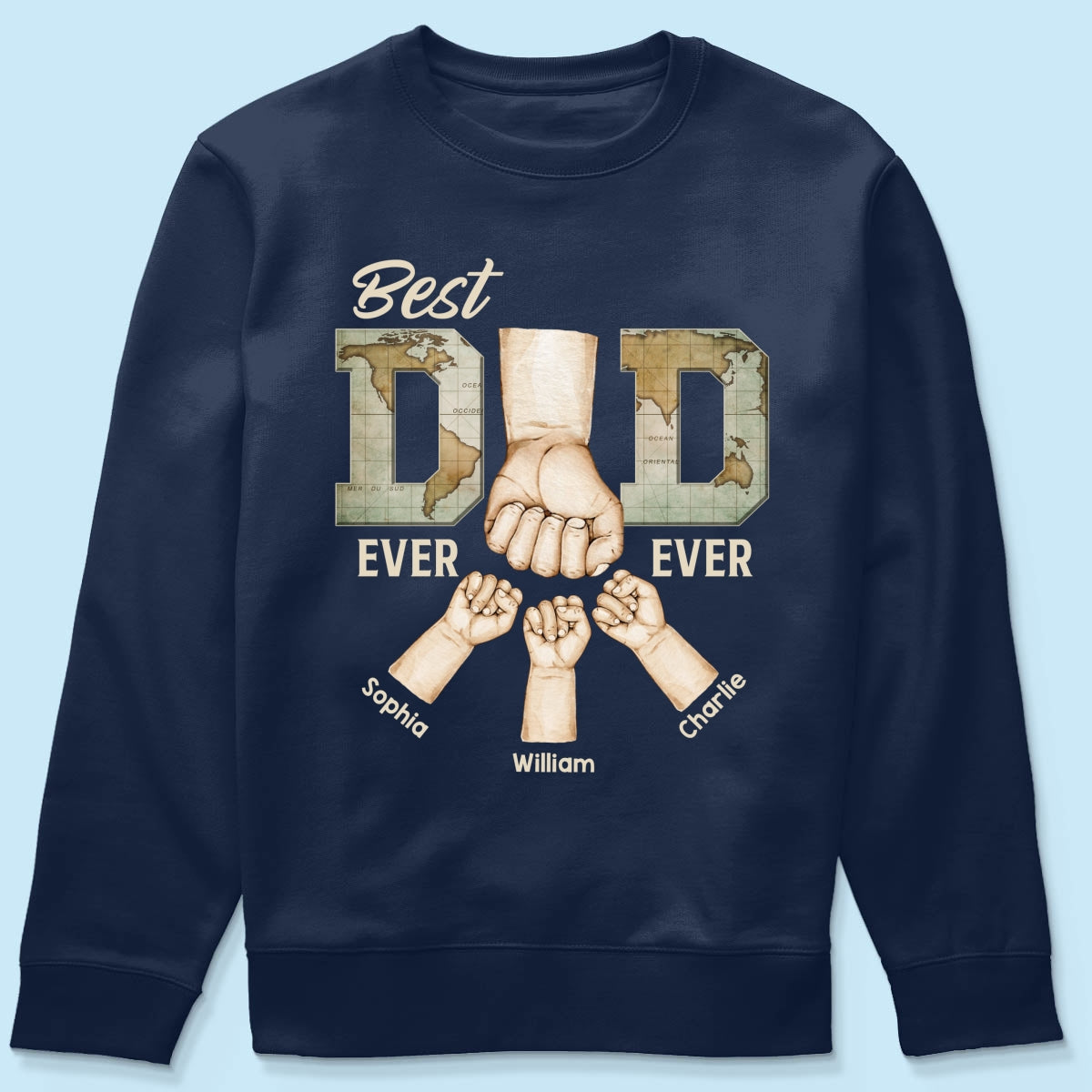 Best Dad Ever Ever Fist Bump With Kids Names Personalized Shirt