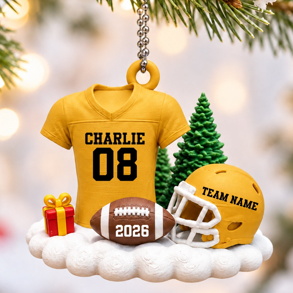 Proud American Football Player Uniform - Personalized 3D Printed Ornament - Real 3D Ornament, Christmas Gift For American Football Players, Grandson, Son, Granddaughter, Daughter
