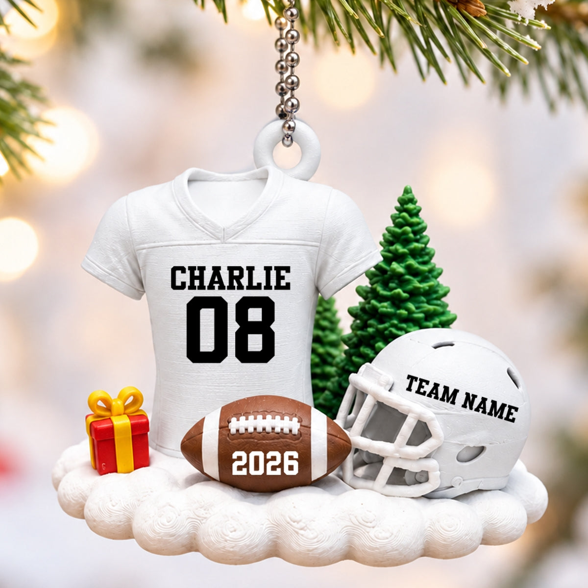 Proud American Football Player Uniform - Personalized 3D Printed Ornament - Real 3D Ornament, Christmas Gift For American Football Players, Grandson, Son, Granddaughter, Daughter
