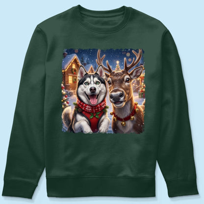 Dog Cat Selfie with Reindeer - Personalized Shirt - Funny Christmas Gift for Pet Lovers
