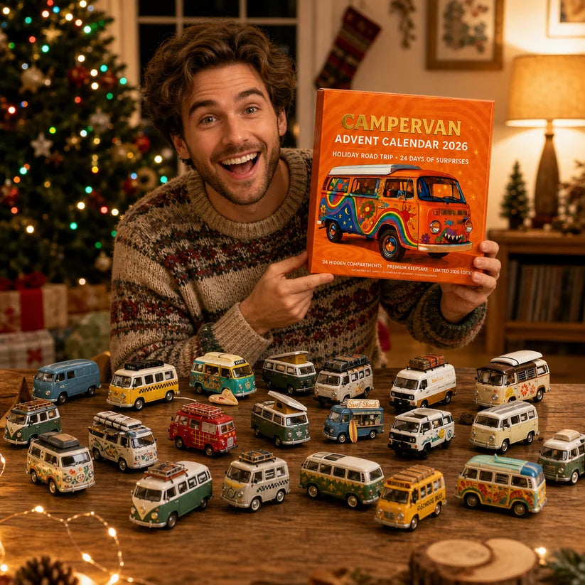 Campervan Christmas Advent Calendar 2026, 24 Days Christmas Countdown, Vintage Camper Van Lover Gift, Holiday Travel Surprise Box