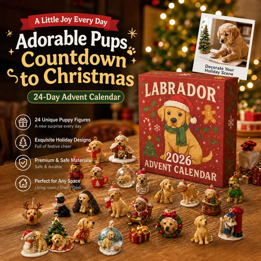 Labrador Christmas Acrylic Advent Calendar 2026 – 24 Cute Labrador Puppy Acrylic Ornaments