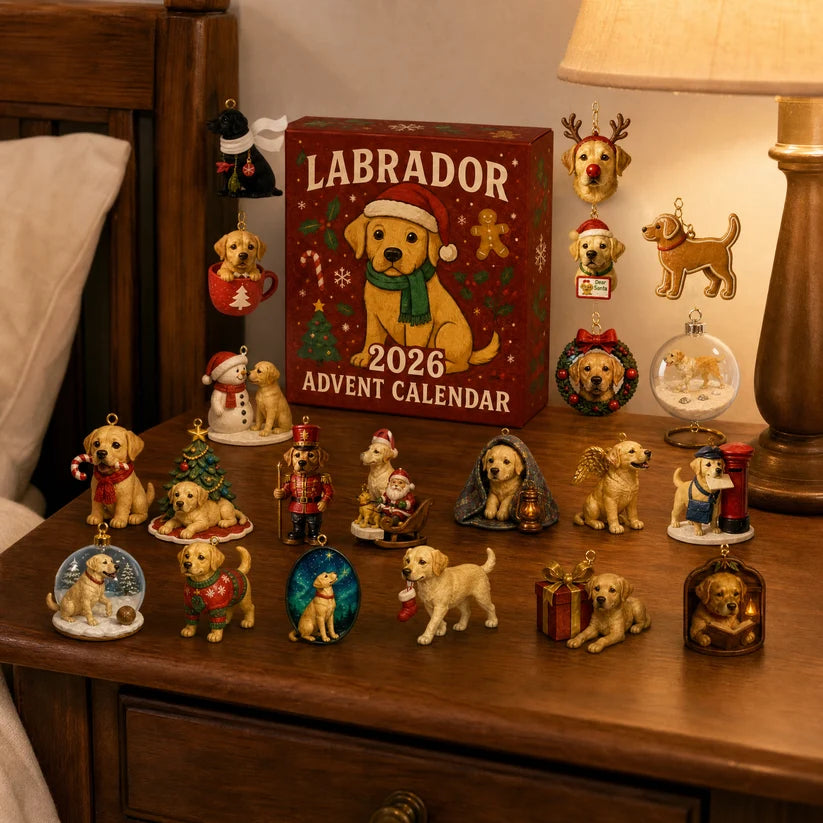 Labrador Christmas Acrylic Advent Calendar 2026 – 24 Cute Labrador Puppy Acrylic Ornaments