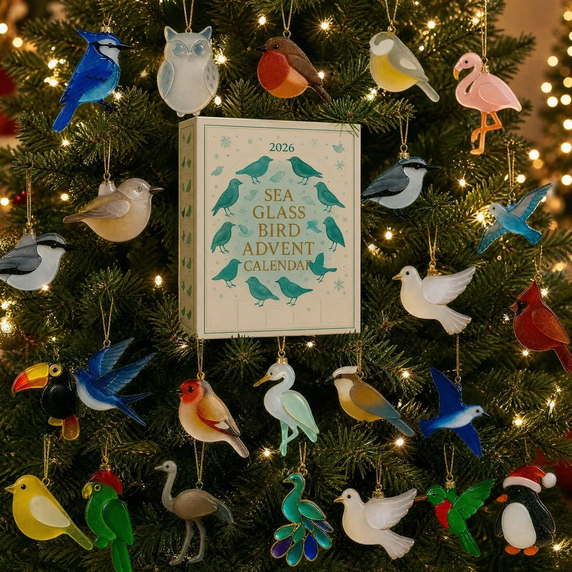 Sea Glass Bird Acrylic Advent Calendar 2026 – 24 Colorful Bird Acrylic Ornaments