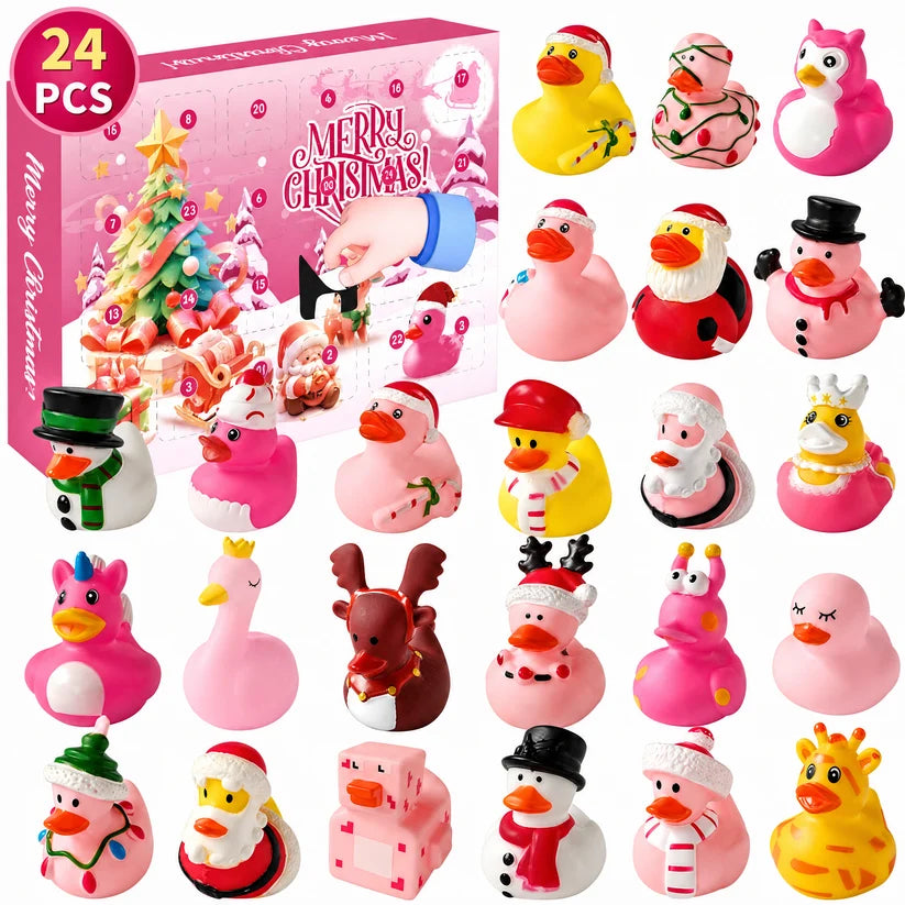 24 Pcs Countdown Christmas Rubber Ducks Advent Calendar
