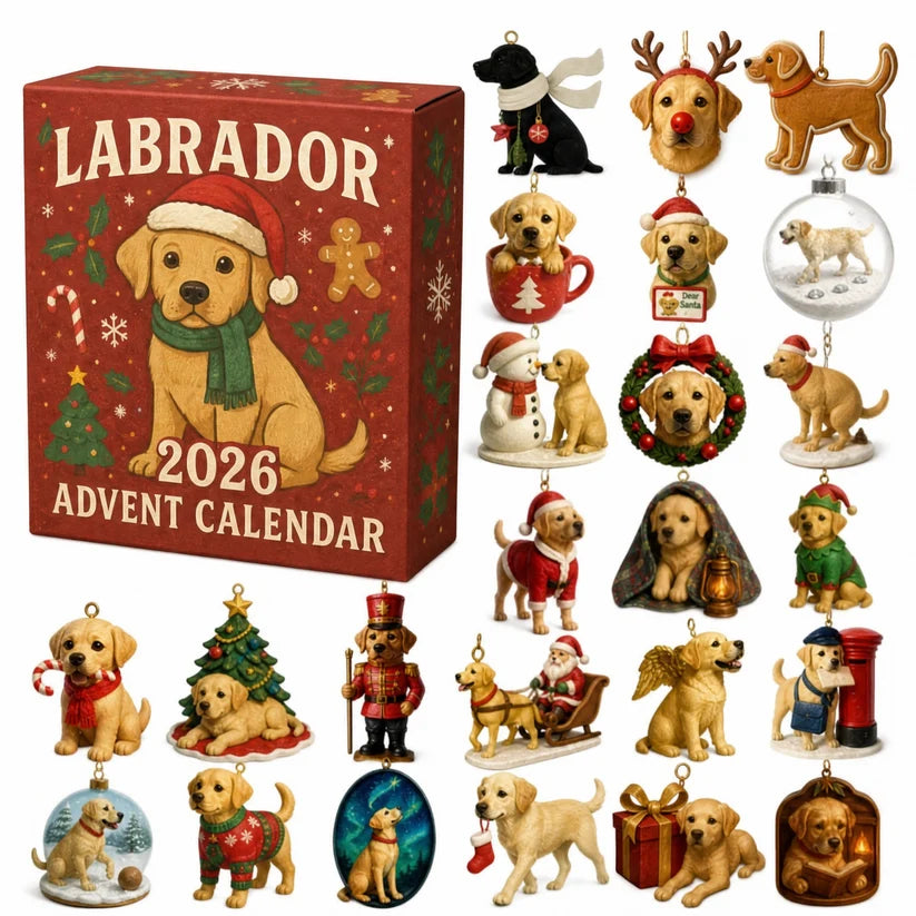 Labrador Christmas Acrylic Advent Calendar 2026 – 24 Cute Labrador Puppy Acrylic Ornaments