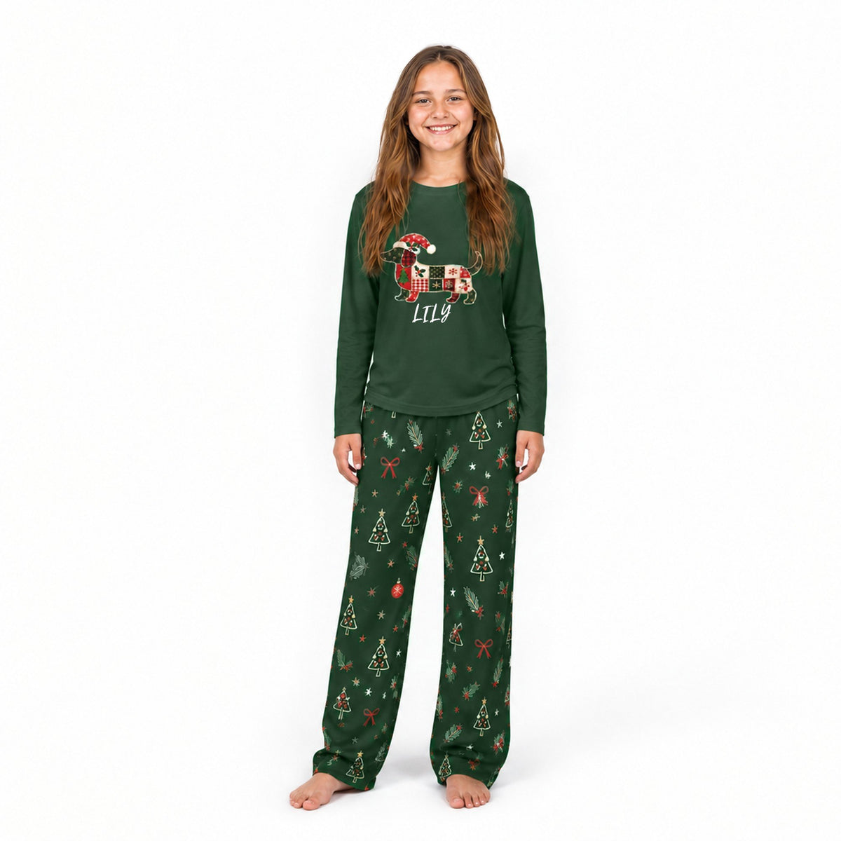 Custom Name Dachshund Christmas Family Matching Pajamas With Pet