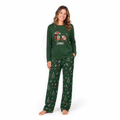 Custom Name Dachshund Christmas Family Matching Pajamas With Pet
