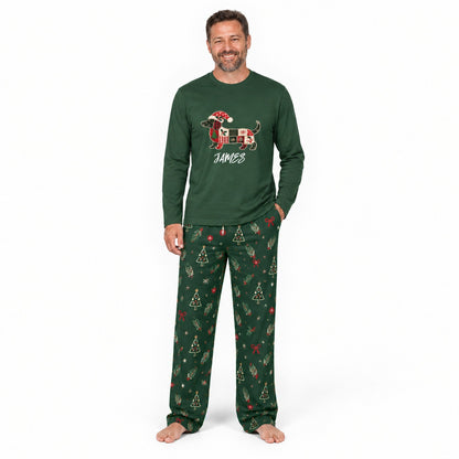 Custom Name Dachshund Christmas Family Matching Pajamas With Pet