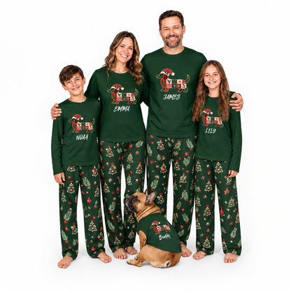 Custom Name Dachshund Christmas Family Matching Pajamas With Pet