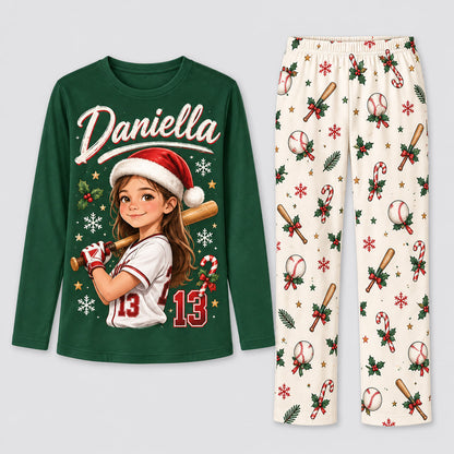 Personalized Baseball Christmas Pajamas with Photo Family Matching Pajama Set