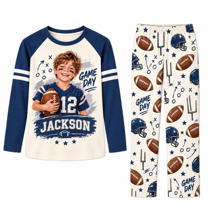Personalized Photo American Football Game Day Pajamas Set