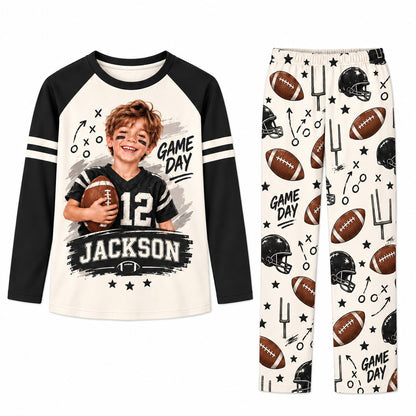 Personalized Photo American Football Game Day Pajamas Set