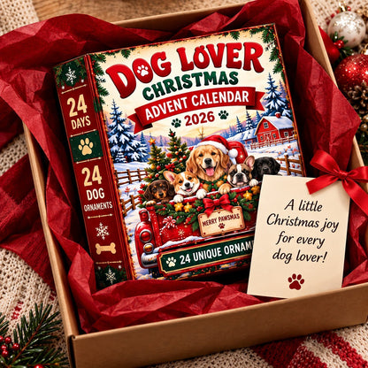 Dog Advent Calendar 2026 – 24-Piece Flat Acrylic Christmas Dog Ornaments for Dog Lovers
