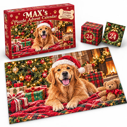 Personalized Golden Retriever Christmas Puzzle Advent Calendar - Count Down to Christmas Advent Calendars