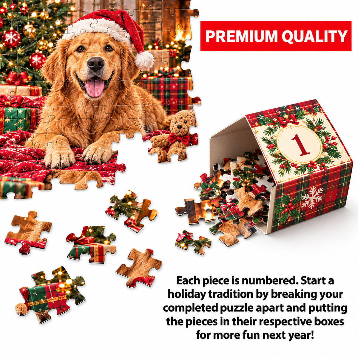 Personalized Golden Retriever Christmas Puzzle Advent Calendar - Count Down to Christmas Advent Calendars
