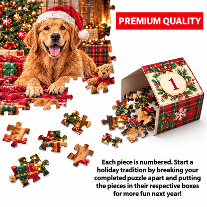 Personalized Golden Retriever Christmas Puzzle Advent Calendar - Count Down to Christmas Advent Calendars