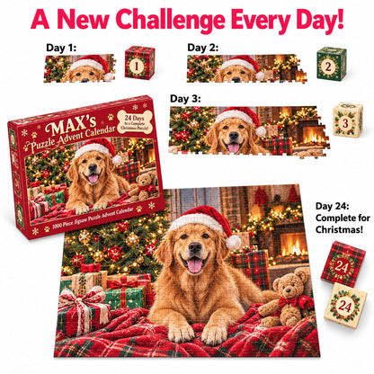 Personalized Golden Retriever Christmas Puzzle Advent Calendar - Count Down to Christmas Advent Calendars