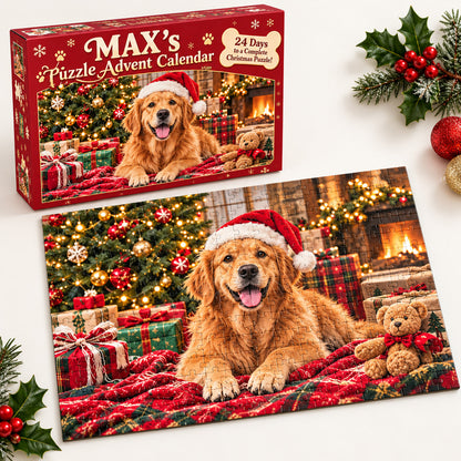 Personalized Golden Retriever Christmas Puzzle Advent Calendar - Count Down to Christmas Advent Calendars