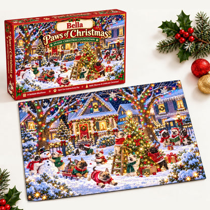 Personalized Paws of Christmas French Bulldog Puzzle Advent Calendar 2026 – 24-Day Christmas Countdown, Frenchie Lover Gift