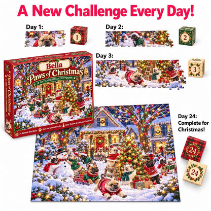 Personalized Paws of Christmas French Bulldog Puzzle Advent Calendar 2026 – 24-Day Christmas Countdown, Frenchie Lover Gift