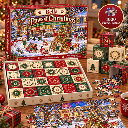 Personalized Paws of Christmas French Bulldog Puzzle Advent Calendar 2026 – 24-Day Christmas Countdown, Frenchie Lover Gift