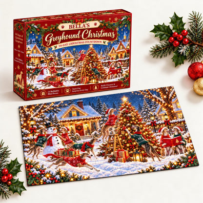 Personalized Greyhound Christmas Puzzle Advent Calendar 2026 – 1000 Piece Jigsaw Puzzle