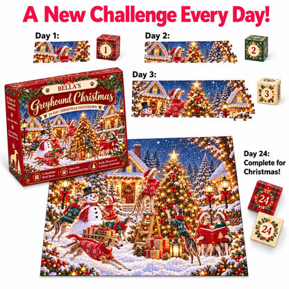 Personalized Greyhound Christmas Puzzle Advent Calendar 2026 – 1000 Piece Jigsaw Puzzle