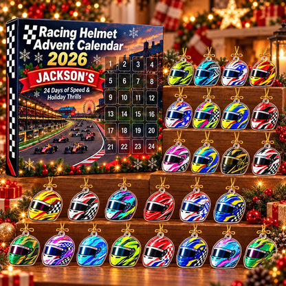 Personalized Racing Helmet Advent Calendar 2026 – Motorsport Countdown Gift for Racing Fans