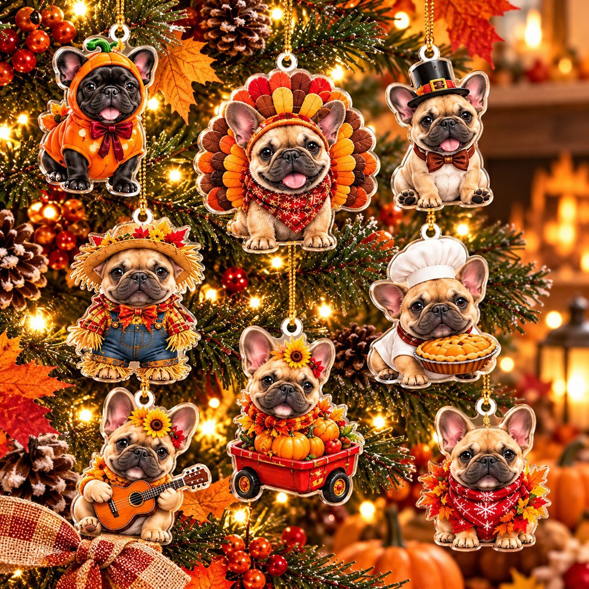 French Bulldog Thanksgiving Advent Calendar 2026 – 24 Days of Thanksgiving, 2D Acrylic Frenchie Collectibles, Fall Holiday Gift for Dog Lovers