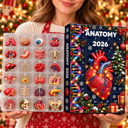 Anatomy Advent Calendar 2026 – Christmas Human Body Ornaments, Educational Medical Countdown Gift for Students, Doctors & Science Lovers