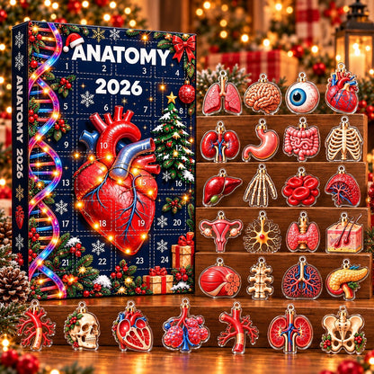 Anatomy Advent Calendar 2026 – Christmas Human Body Ornaments, Educational Medical Countdown Gift for Students, Doctors & Science Lovers