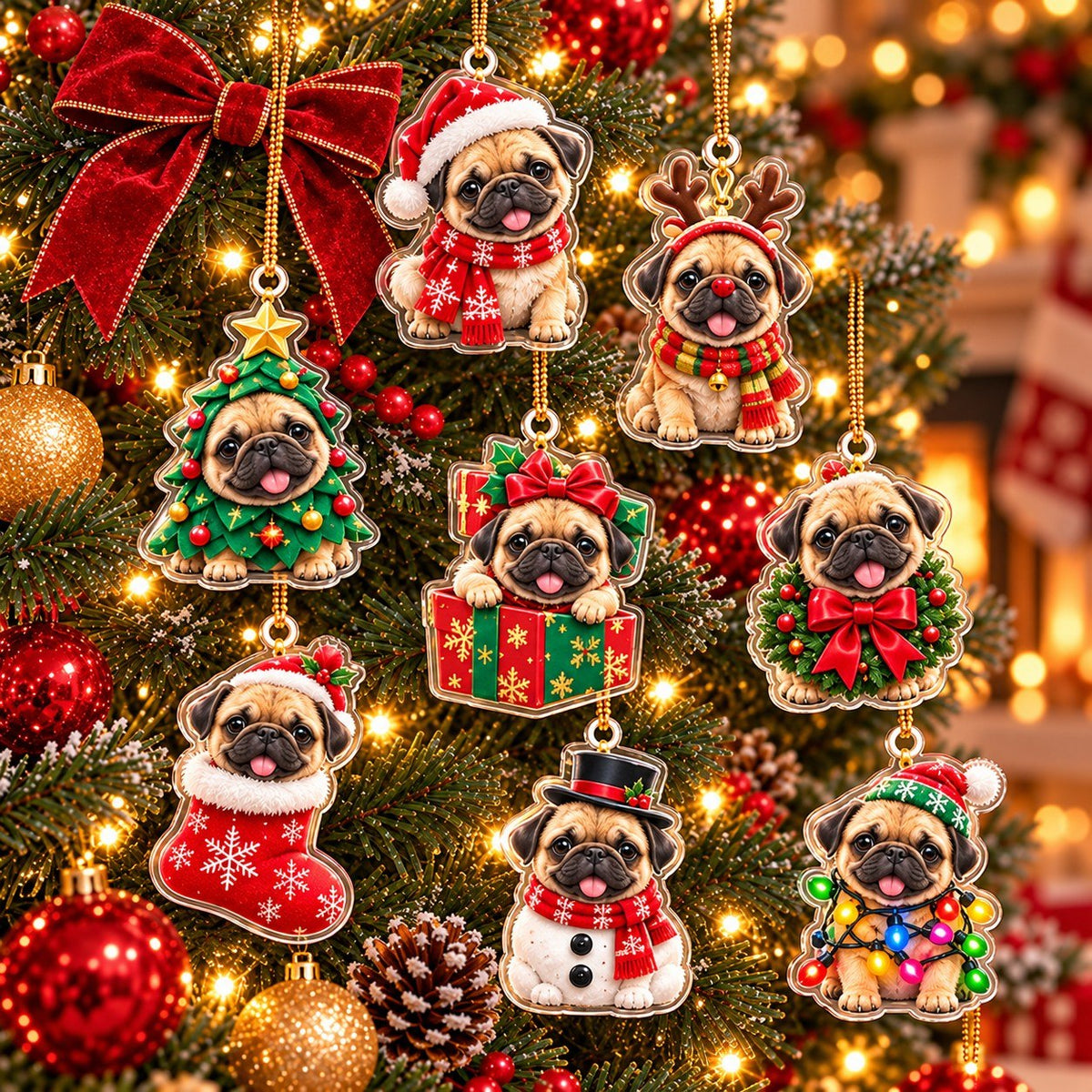 Pug Christmas Advent Calendar 2026 – Christmas Pug Ornaments, Festive Holiday Countdown Gift for Pug Lovers