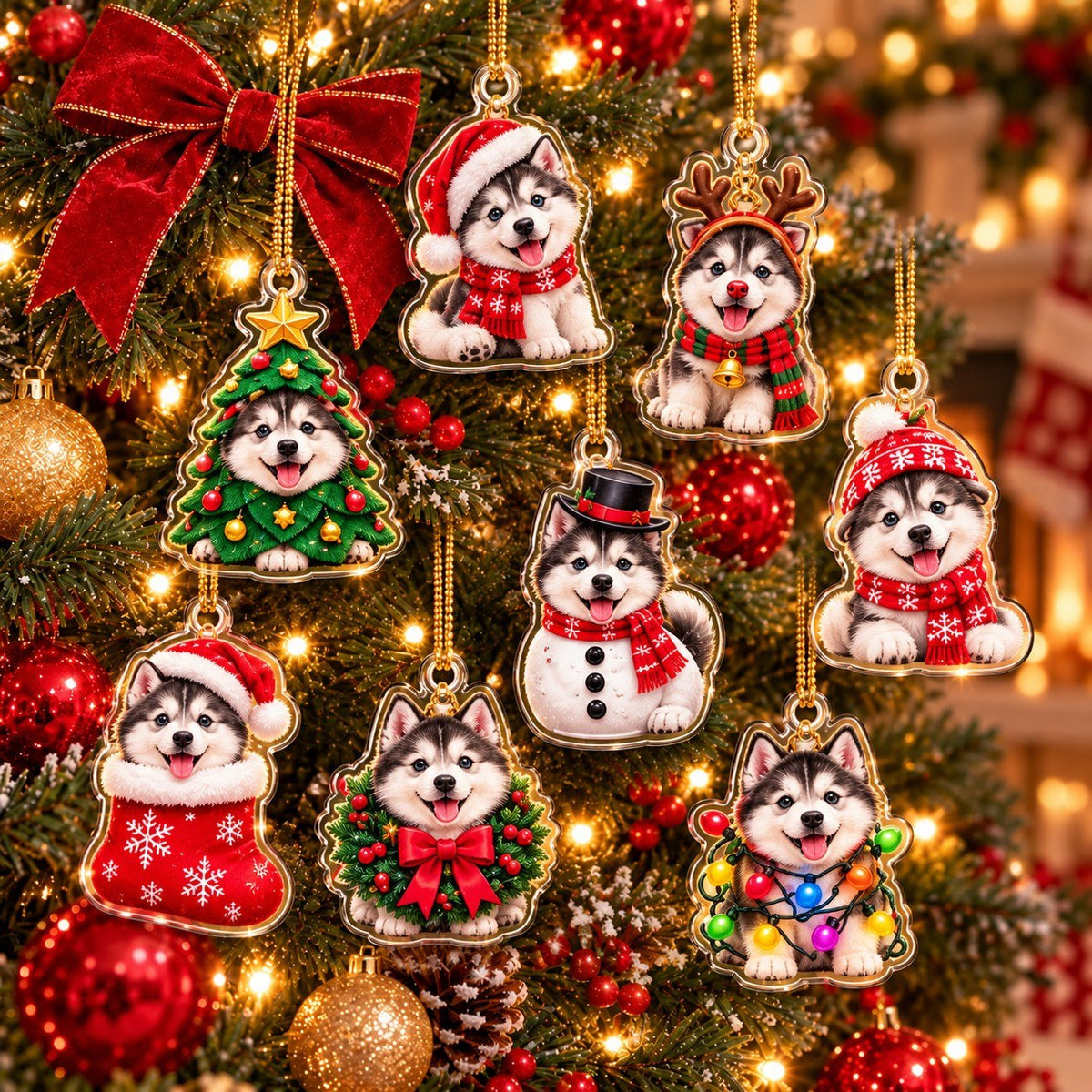 Husky Christmas Advent Calendar 2026 – 24 Days of Christmas 2D Acrylic Husky Ornaments
