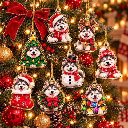 Husky Christmas Advent Calendar 2026 – 24 Days of Christmas 2D Acrylic Husky Ornaments