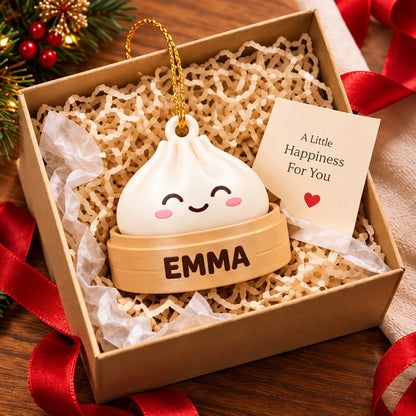 Personalized Dumpling Christmas Ornament – Custom Name 3D Printed Cute Dumpling Ornament, Christmas Tree Decoration, Christmas Gift for Dumpling Lovers