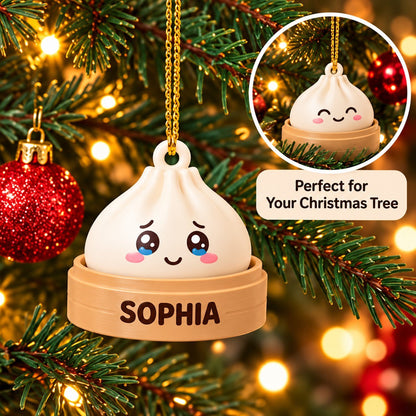 Personalized Dumpling Christmas Ornament – Custom Name 3D Printed Cute Dumpling Ornament, Christmas Tree Decoration, Christmas Gift for Dumpling Lovers