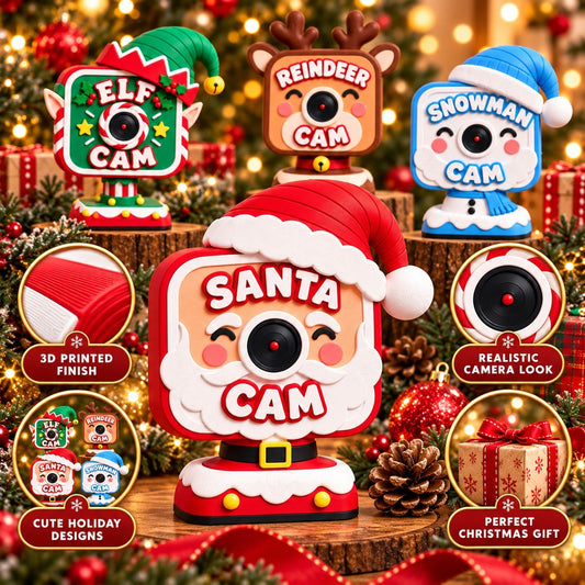 Christmas Camera 3D Printed – Cute Santa, Elf, Reindeer & Snowman Holiday Camera Decoration, Christmas Gift