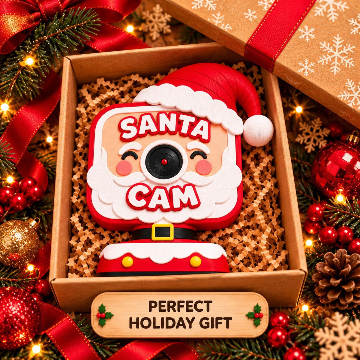 Christmas Camera 3D Printed – Cute Santa, Elf, Reindeer & Snowman Holiday Camera Decoration, Christmas Gift