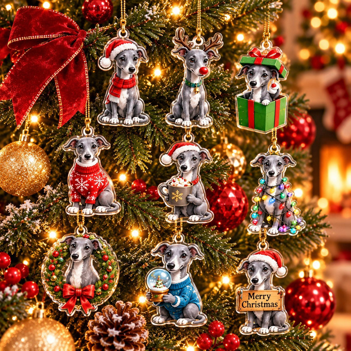 Christmas Greyhound Advent Calendar 2026 – 24 Days of Greyhound Acrylic Ornaments, Christmas Countdown Gift for Dog Lovers