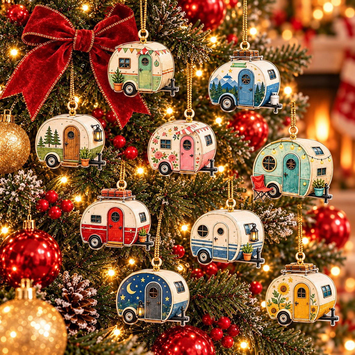 Teardrop Camper Advent Calendar 2026 – 24 Acrylic Ornaments, Christmas Countdown Gift for Camping & RV Lovers