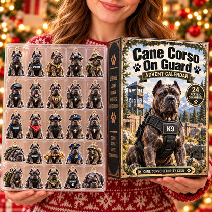 Cane Corso Advent Calendar 2026 – 24 Acrylic Dog Collectibles, Christmas Countdown Gift for Cane Corso Lovers