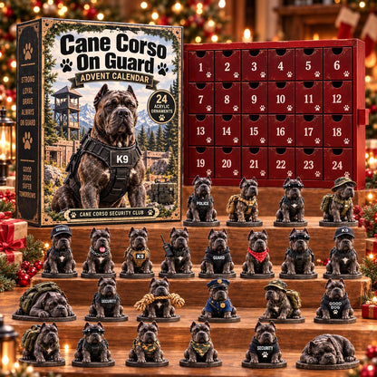 Cane Corso Advent Calendar 2026 – 24 Acrylic Dog Collectibles, Christmas Countdown Gift for Cane Corso Lovers