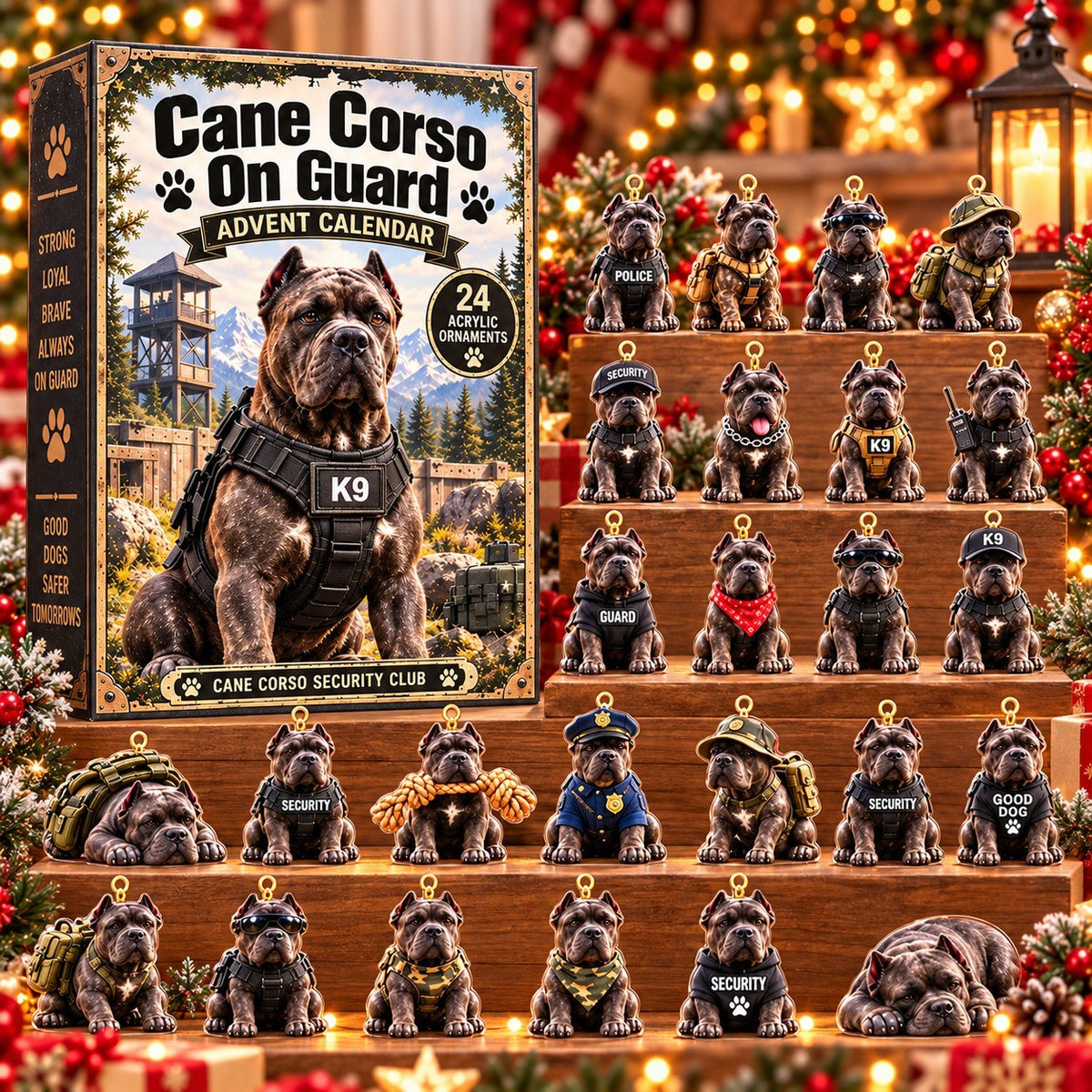 Cane Corso Advent Calendar 2026 – 24 Acrylic Dog Collectibles, Christmas Countdown Gift for Cane Corso Lovers