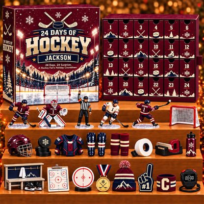Personalized Ice Hockey Advent Calendar 2026 – Hockey Acrylic Collectibles, Christmas Countdown Gift for Hockey Players