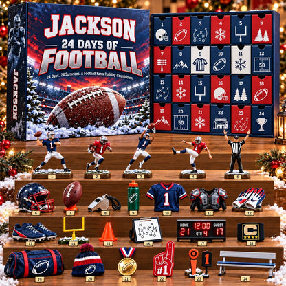 Personalized American Football Advent Calendar 2026 – Football Collectibles, Christmas Countdown Gift for Football Fans